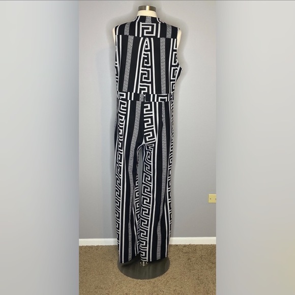 Button Up Printed Long Wide Leg Pant Party Jumpsuits - Picture 8 of 9